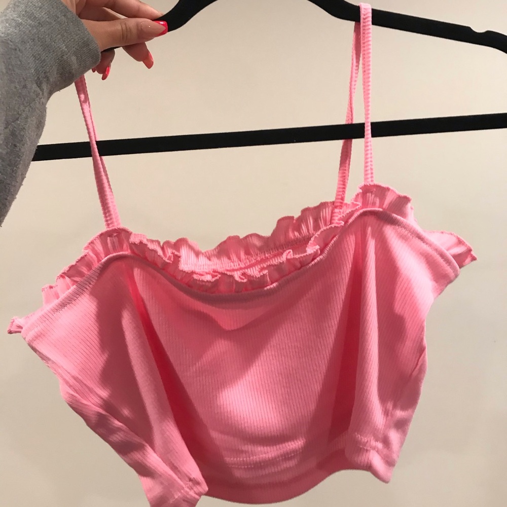 pink lettuce hem ribbed crop too